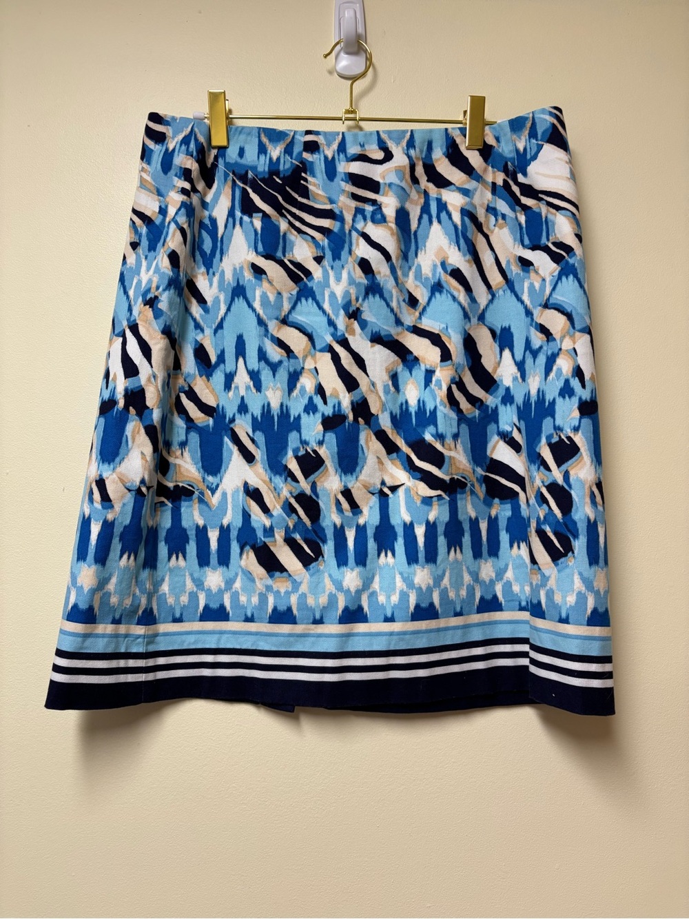 Nic + Zoe Cotton Blue & Tan Pencil Skirt 8